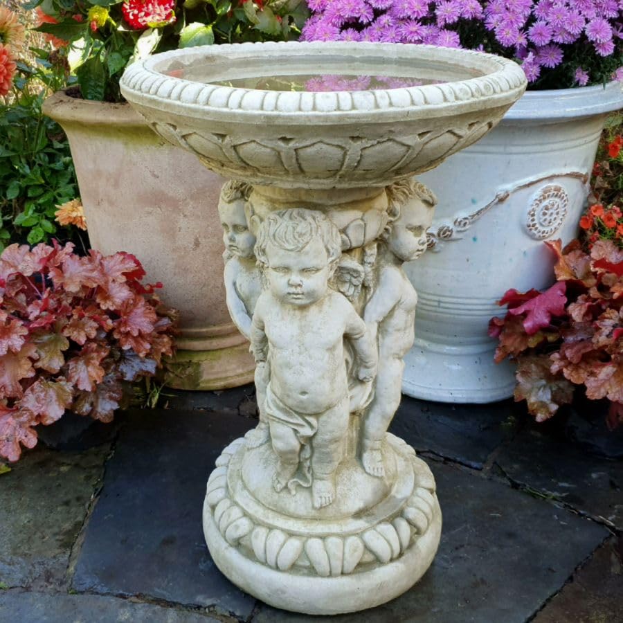 Estatua de piedra de repuesto para baño de pájaros, tapa grande, comedero vintage para jardín al aire libre