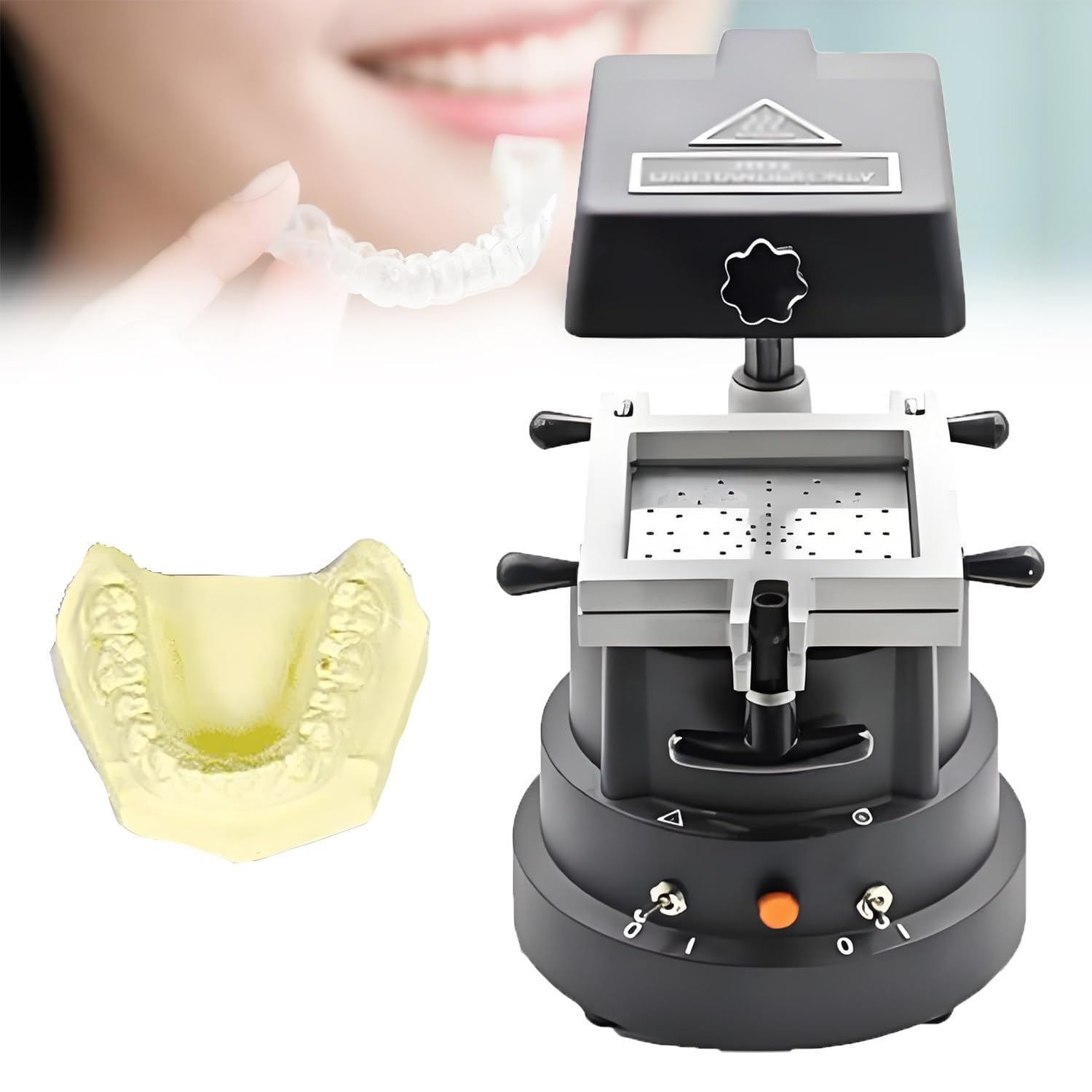 QuinteZhenTially 1200w Automatic Dental Vacuum Forming Machine,High-Power Thermoformer,with Enhanced Adsorption,for Retainer Sheet & Orthodontic Laminating Appliances