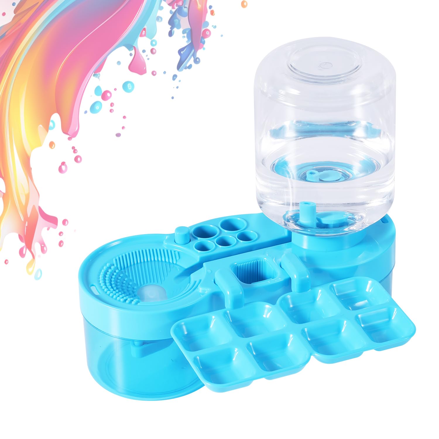 2025 New Paint Brush Cleaner, Plastic Paint Brush Cleaner Tool with Paint Tray Paint Brush Rinser Paint Water Dispenser Practical Paint Brush Washer Painting Art Supplies for Artists (Blue)