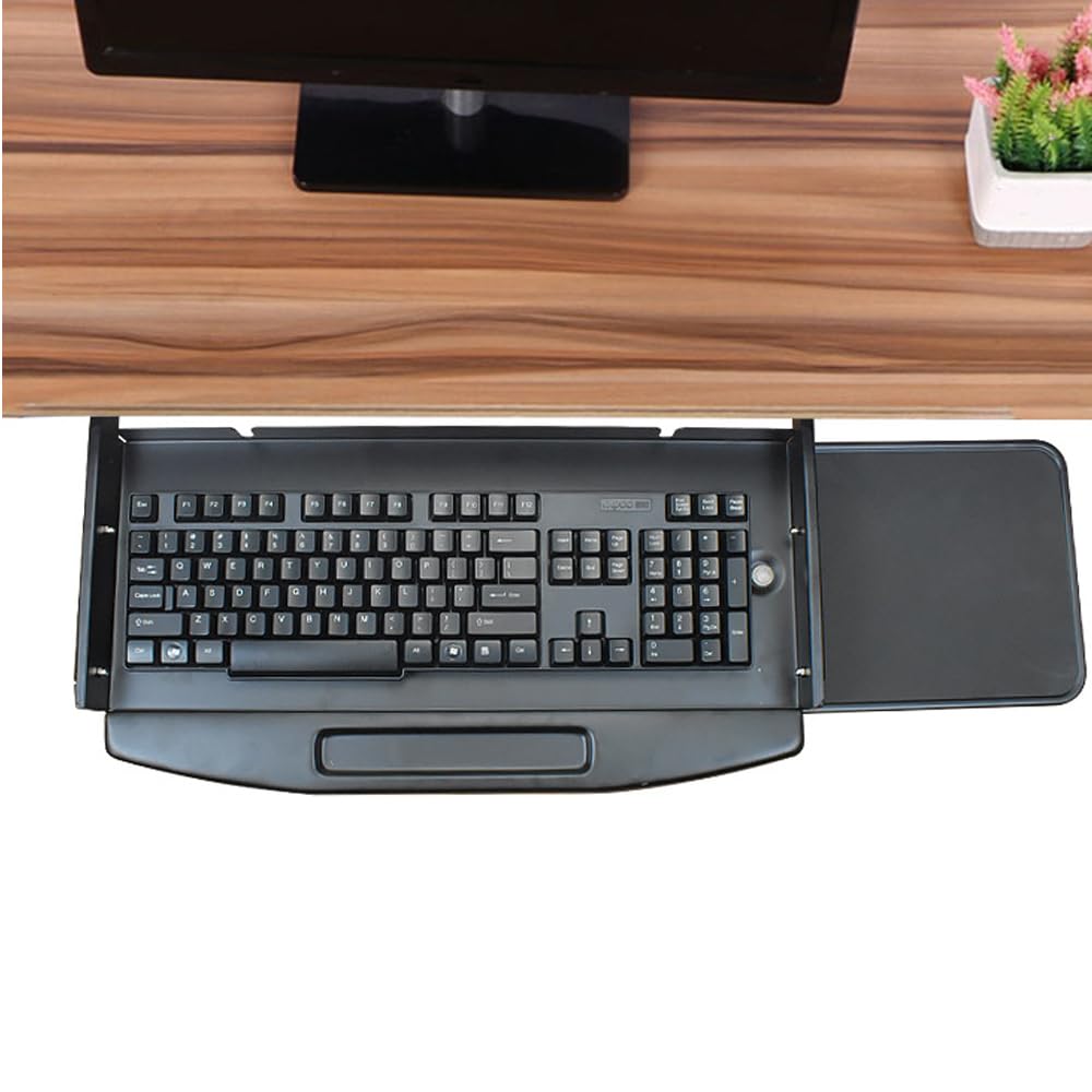 Bandeja Para Teclado Debajo Del Escritorio Con Alfombrilla Para Ratón, Ahorra Espacio, Fácil De Instalar, Resistente Y Robust, Bandeja De Teclado Deslizable Para El Hogar O La Oficina, Etc