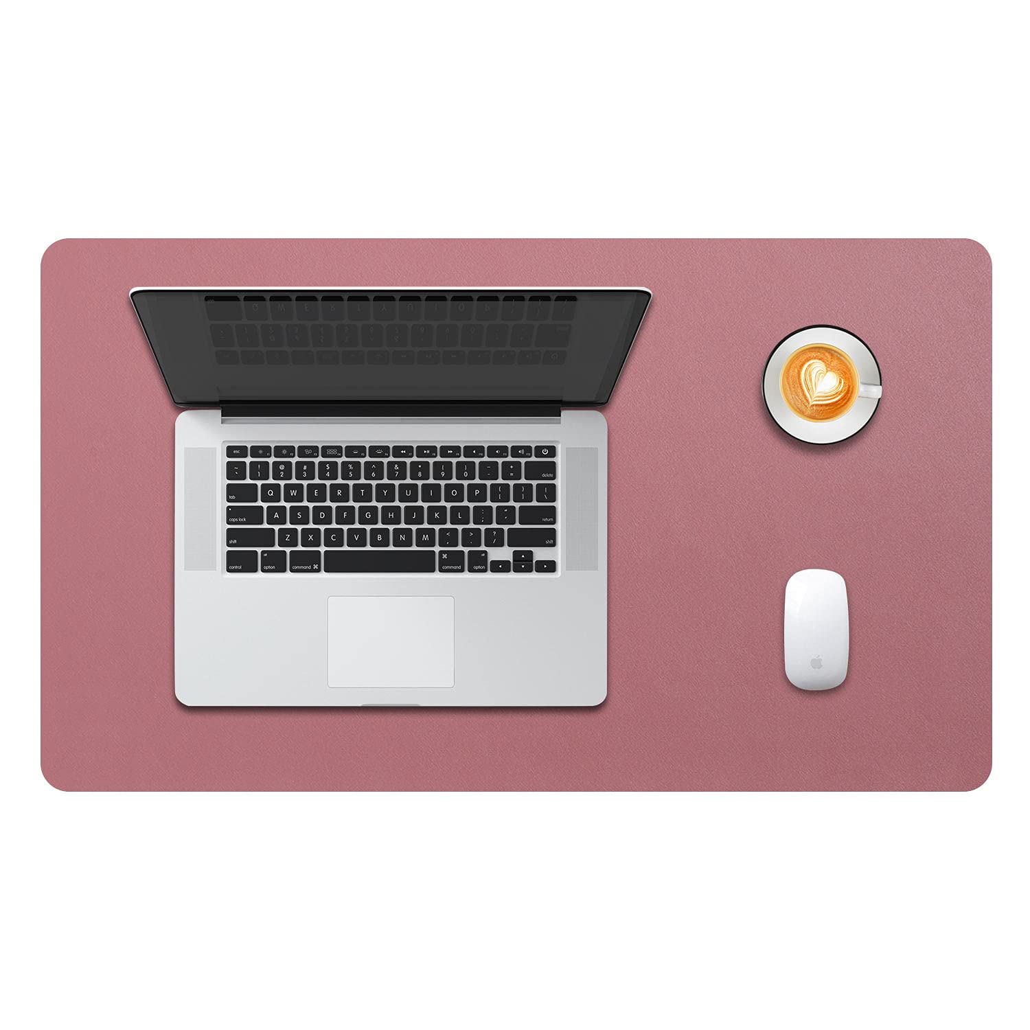 DOBAOJIA Sottomano da Ufficio, Tappetino da Tavolo, Tappetino Tastiera e Mouse, Tappetino PC Scrivania, per Casa/Ufficio, Pelle PU Impermeabile + Scamosciata Antiscivolo 60 x 35 cm (Rosa Scuro)
