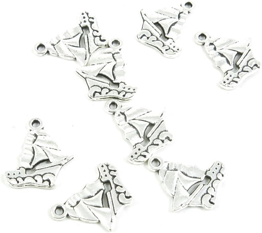 Antique Silver Tone Jewelry Making Charms Pendant Findings Craft Supplies Bulk Lots Arts O3AD5 Sailboat Sailing Boat
