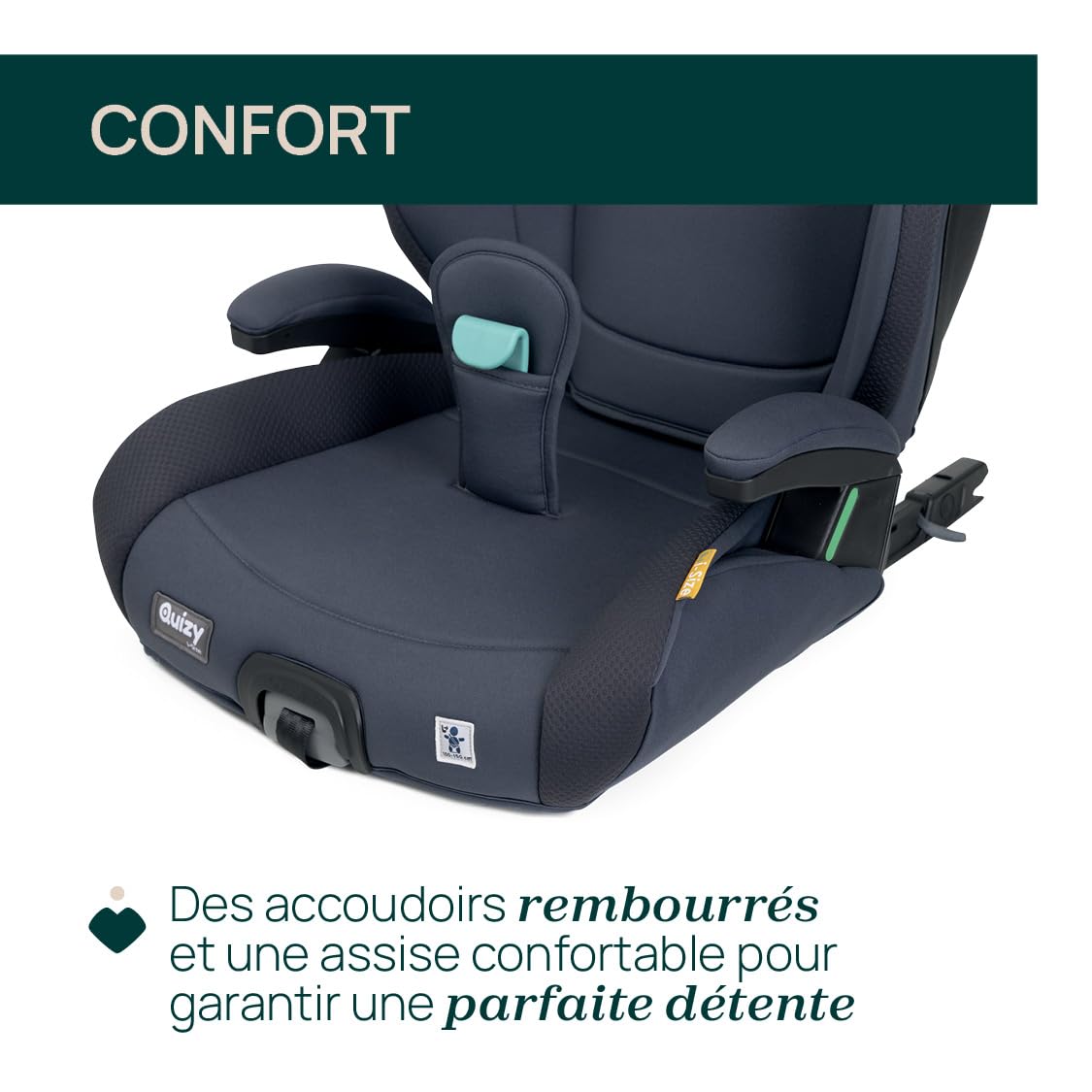 Chicco, Quizy i-Size, siège auto pour enfant 3-12 ans (100-150 cm), facile à installer avec le système Isofix, inclinable, réglable en hauteur, avec accoudoirs rembourrés et assise confortable, Bleu