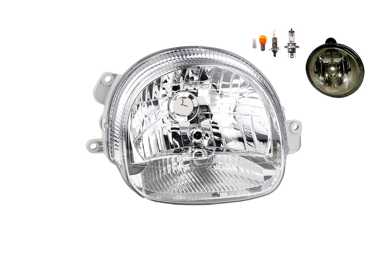 Johns, Faro halógeno delantero principal apto para Renault Twingo I 09/2000- H4 derecho + faros antiniebla + bombilla