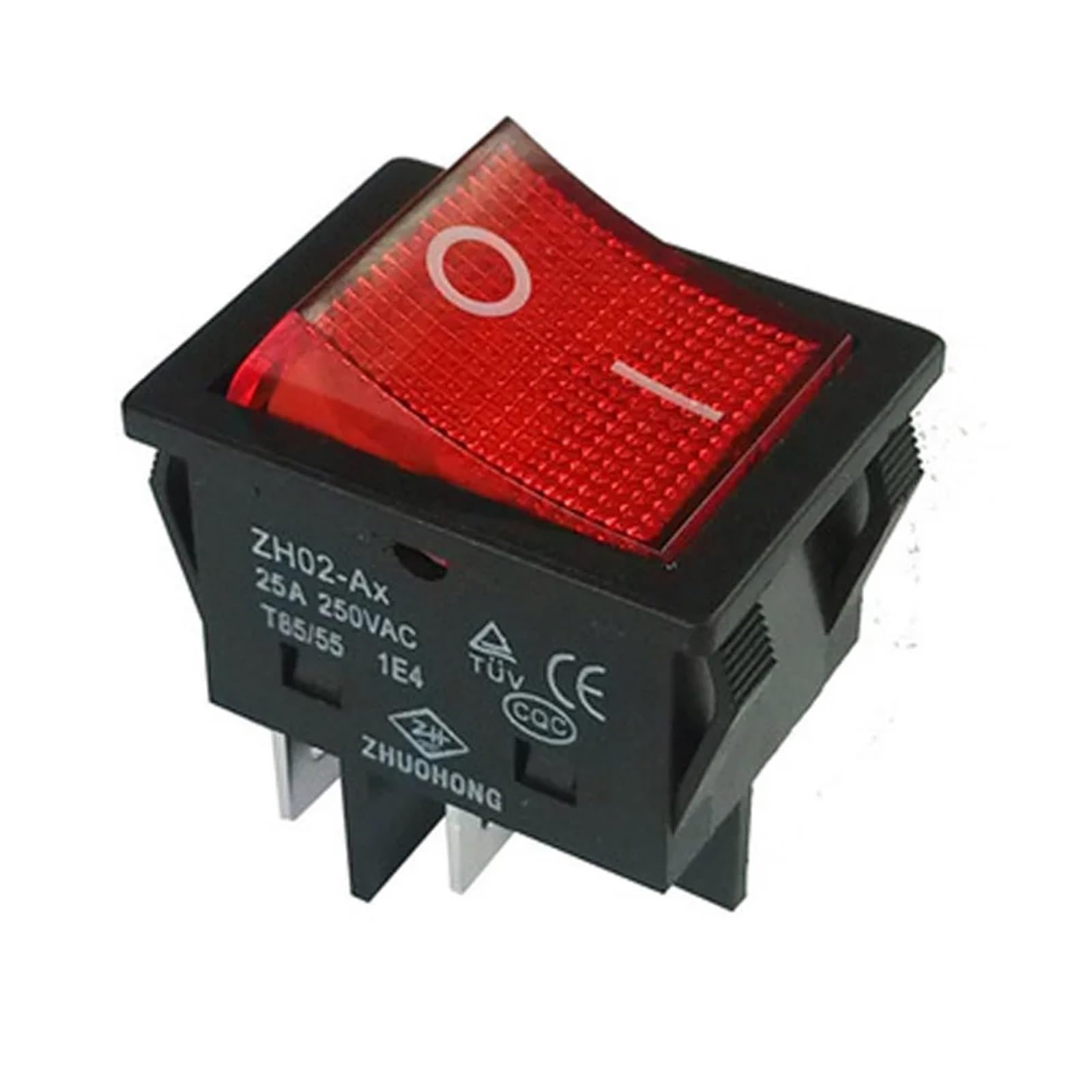 ZH02-Ax AC 250V 16/20/25/30/35/40A 4 Pins Rocker Switch with Lamp