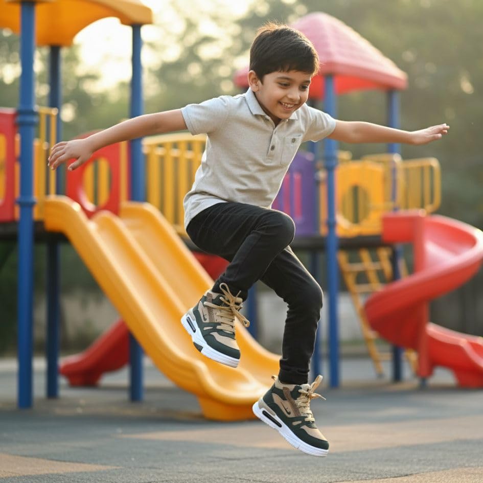 Image of Stylish Kids Lightweight Mesh Sports Running Shoes for Boys | Comfortable Lace-Up Casual Sneakers with Cushioned Sole for School, Outdoor Play