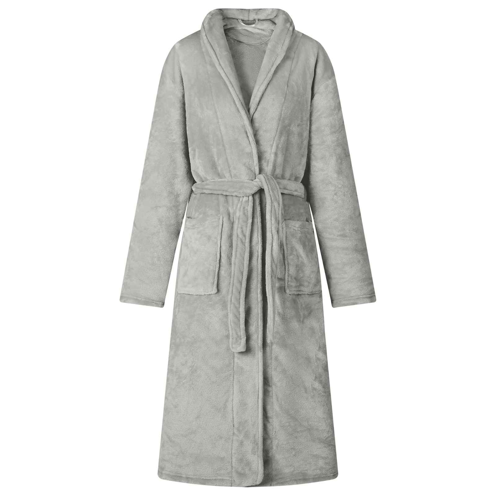 Bademantel ohne Kapuze Grau XL Flanell für Zuhause, Winter-Loungewear, bequemer Freizeit- und Hausanzug, weicher, atmungsaktiver Schlafanzug, ideal für Sofa, Relax, Urlaub und Reisen