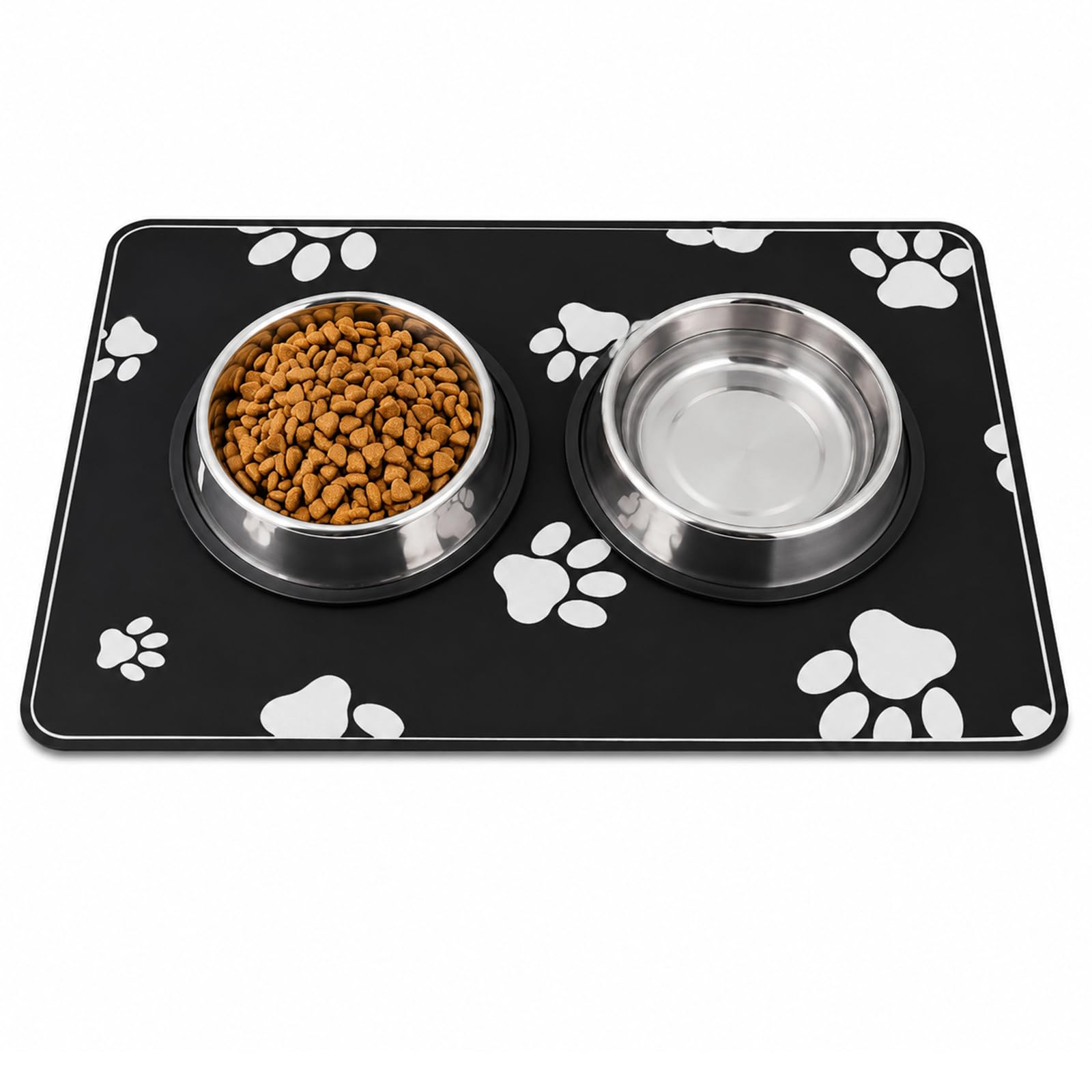 1Pcs 30x50cm Water Absorbent Pet Feeding Mat for Dogs & Cats (Black)