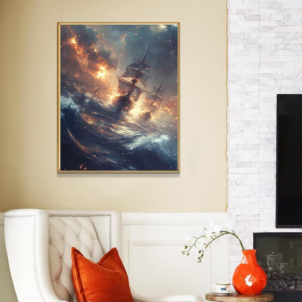 Dipingere con i Numeri Oceano, Paint by Numbers Adulti Barca, Fai da te Creativi Adulti Quadri da Dipingere Numerati Kit per Decorazione Della Parete di Casa, Regalo 100x135 cm Senza Cornice PW-A