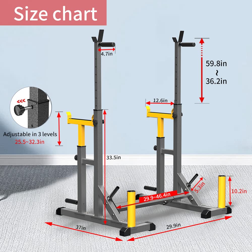 Snapklik.com : Adjustable Squat Rack,Multi-Function Barbell Rack For ...