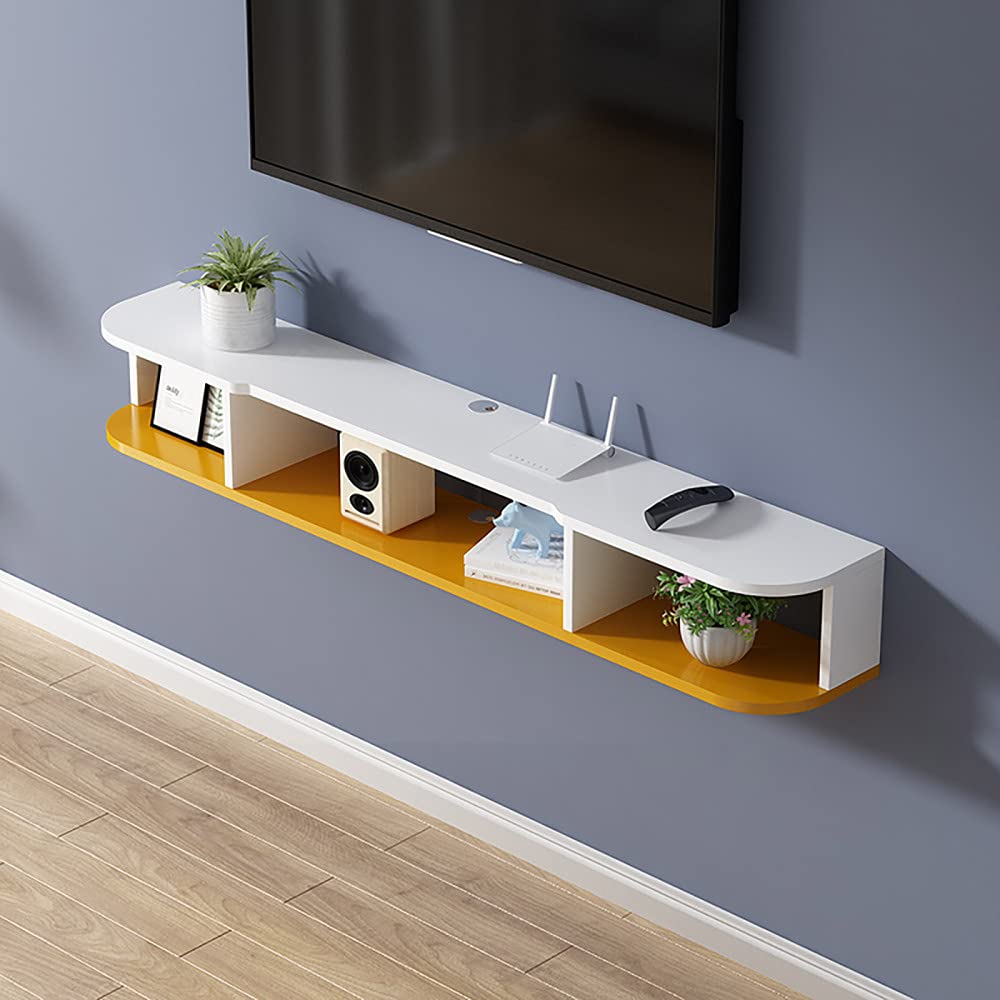 Console multimediale fissabile al Muro per Supporto TV con 3 Ripiani Aperti, unità di intrattenimento Galleggiante per Soggiorno, Camera da letto/a/120 cm