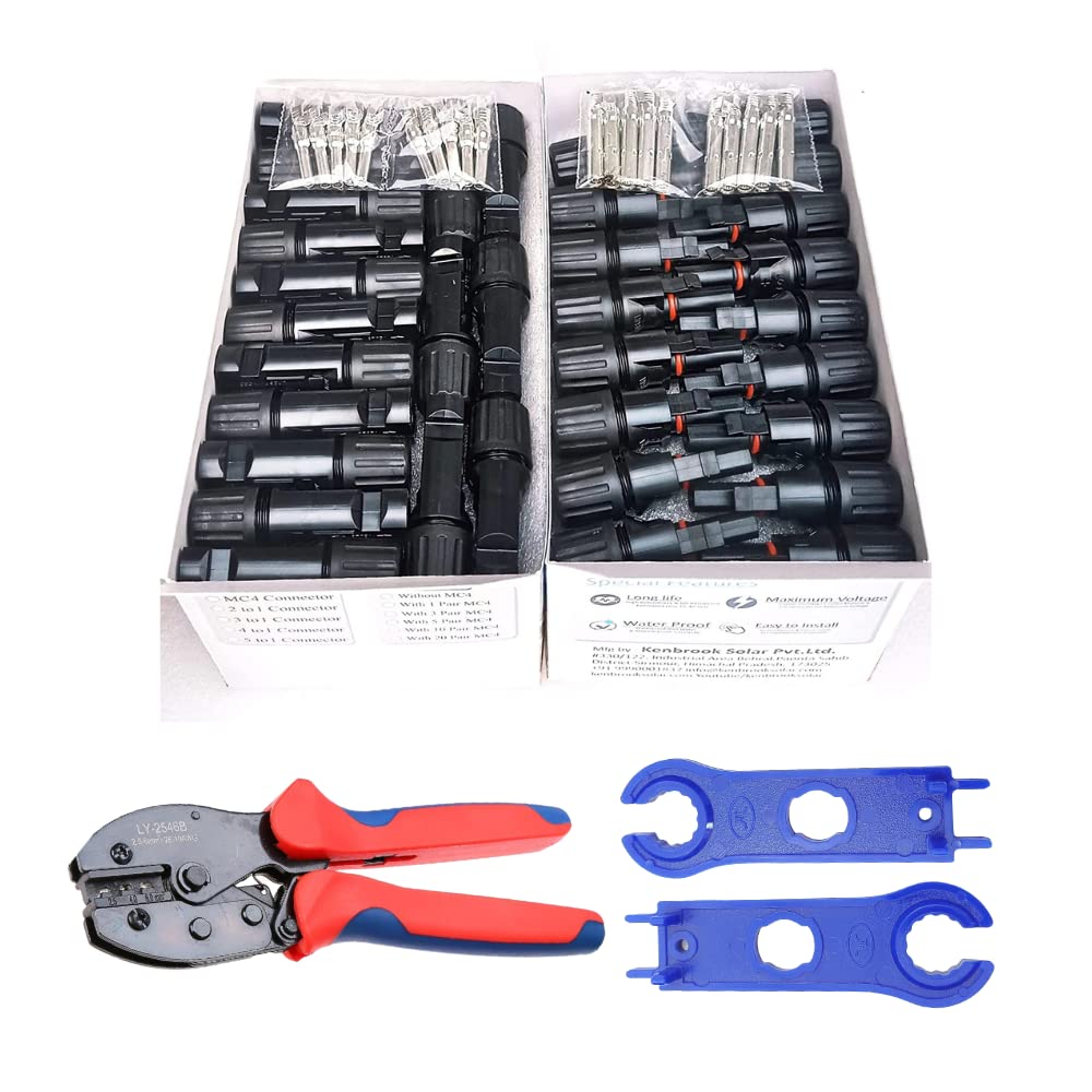 Kenbrook Solar MC4 Wire Connector with MC4 Crimping Tool & Spanner for Solar Panels (50 Set + Tool Set) (B0BZYPJS1J) Amazon Price History, Amazon Price Tracker