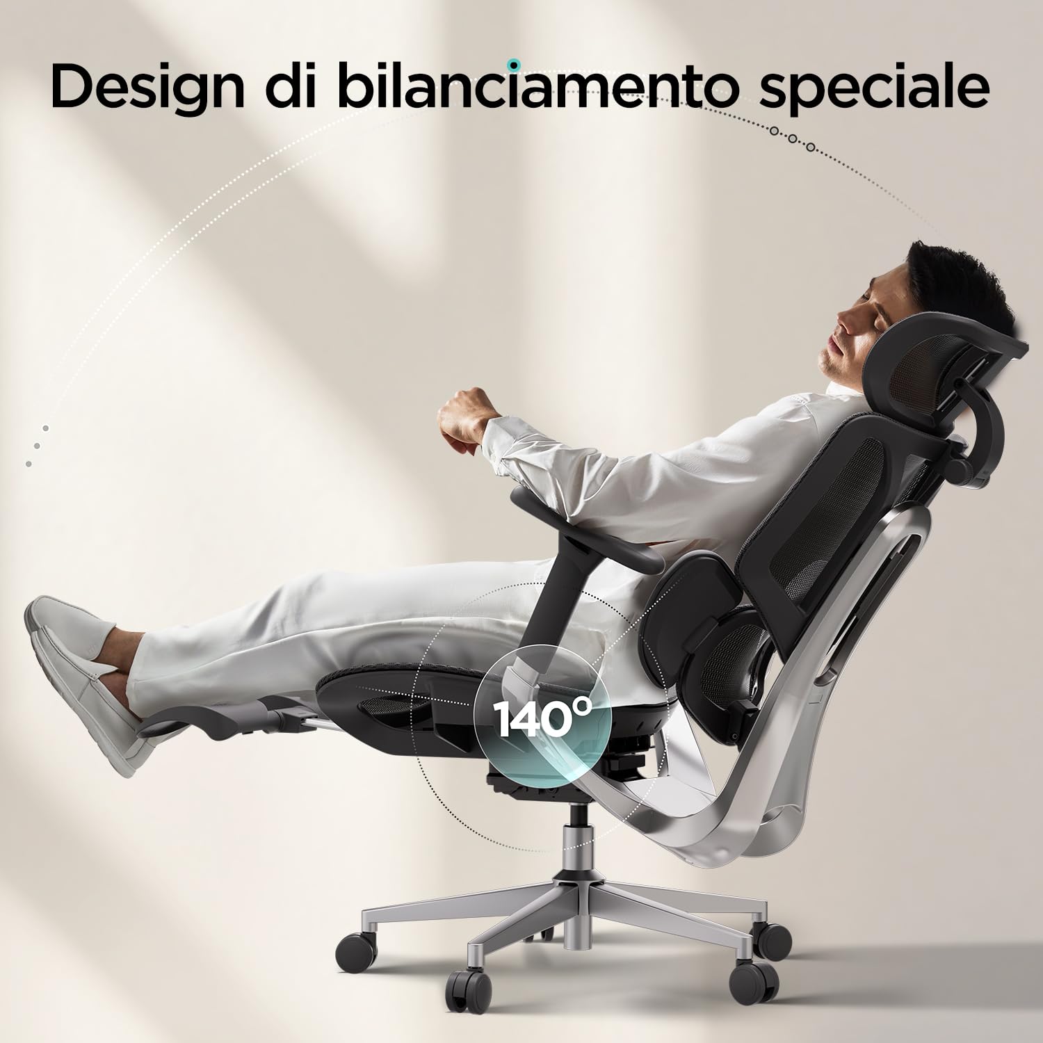 Hbada E3 Air Sedia Ufficio e Scrivania Ergonomica, con Supporto Lombare Dinamico a 3 Zone, Testiera Regolabile 3D, Braccioli Regolabili 3D, Nero con Poggiapiedi