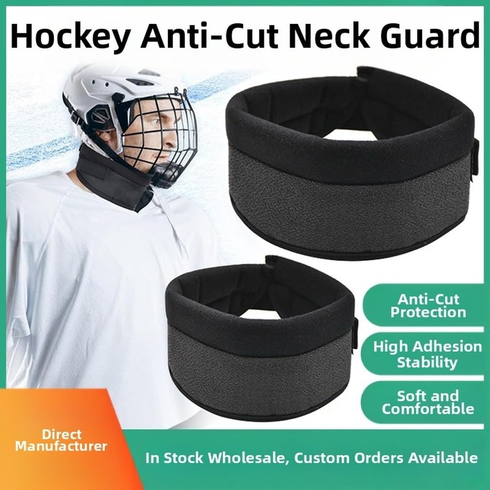 Protège-cou de hockey haute résistance en fibre résistante aux coupures avec sangle réglable, polaire douce et coussin en éponge pour la sécurité des adultes et des jeunes hockey sur glace