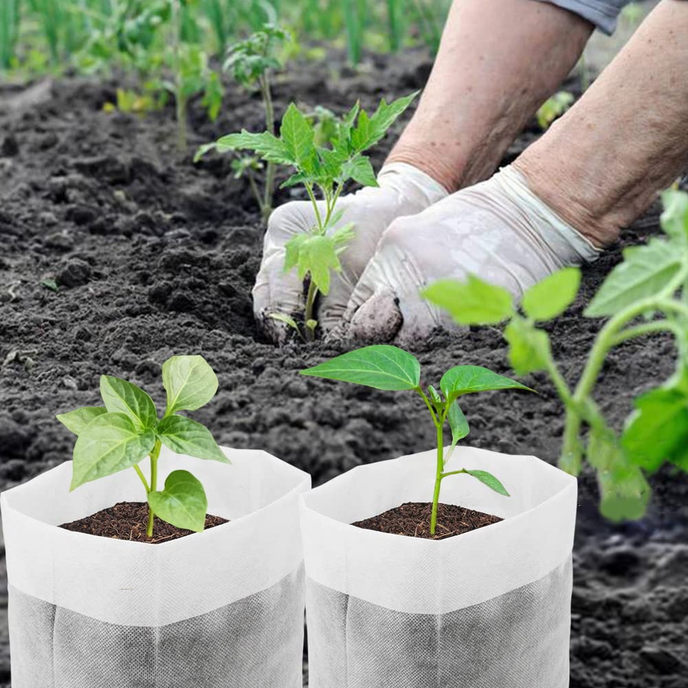 Bolsa grande de cultivo de plántulas no tejidas, 50 bolsas de tela para plantas de 11.2 x 10.2 pulgadas, macetas de tela para plantar, jardinería, suministros de jardín en el hogar