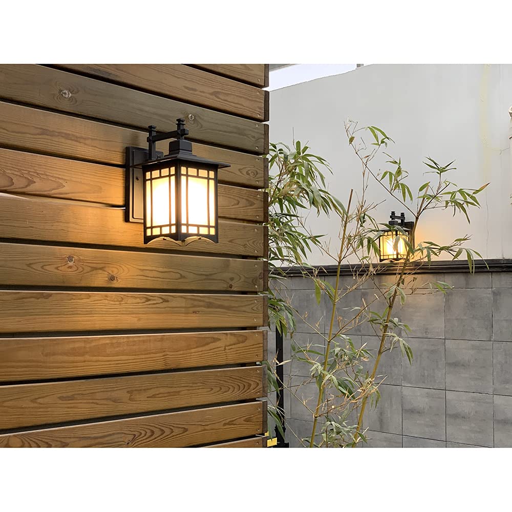 lampy wiszące, Matowa, czarna, antykorozyjna lampa ścienna z kloszem szklanym, oprawka E27 do przedpokoju i na werandę
