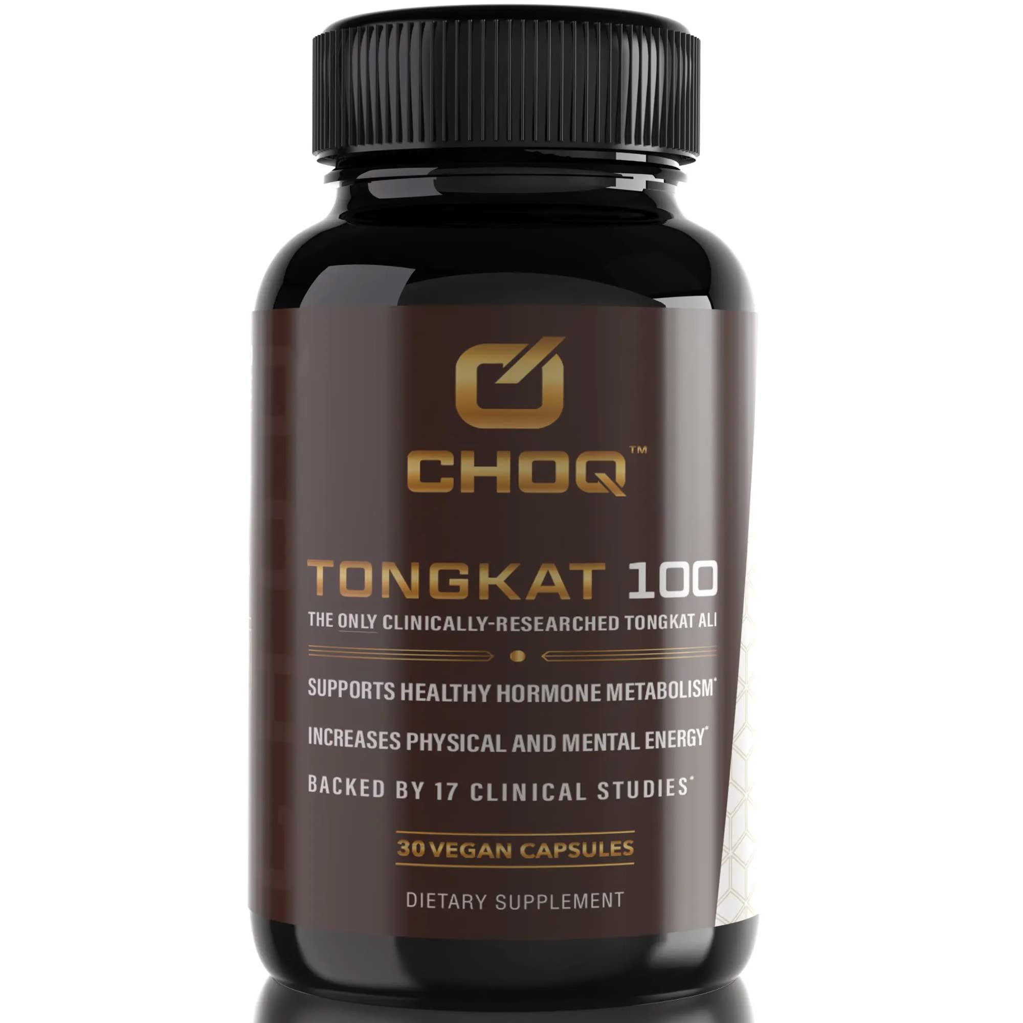 CHOQ Tongkat 100, 30 Vegan Capsules | The Only Clinically-Researched Tongkat Ali