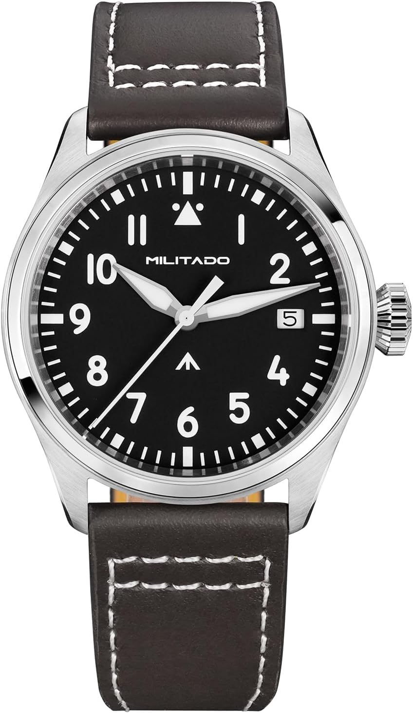TACTICAL FROG MILITADO ML21 37mm Aviation-Inspired Field Watch, VH31 Sweep/515 Quartz Movement, Sapphire Crystal, BGW9 Lume, 100M Waterproof Men's Casual Dress Watch