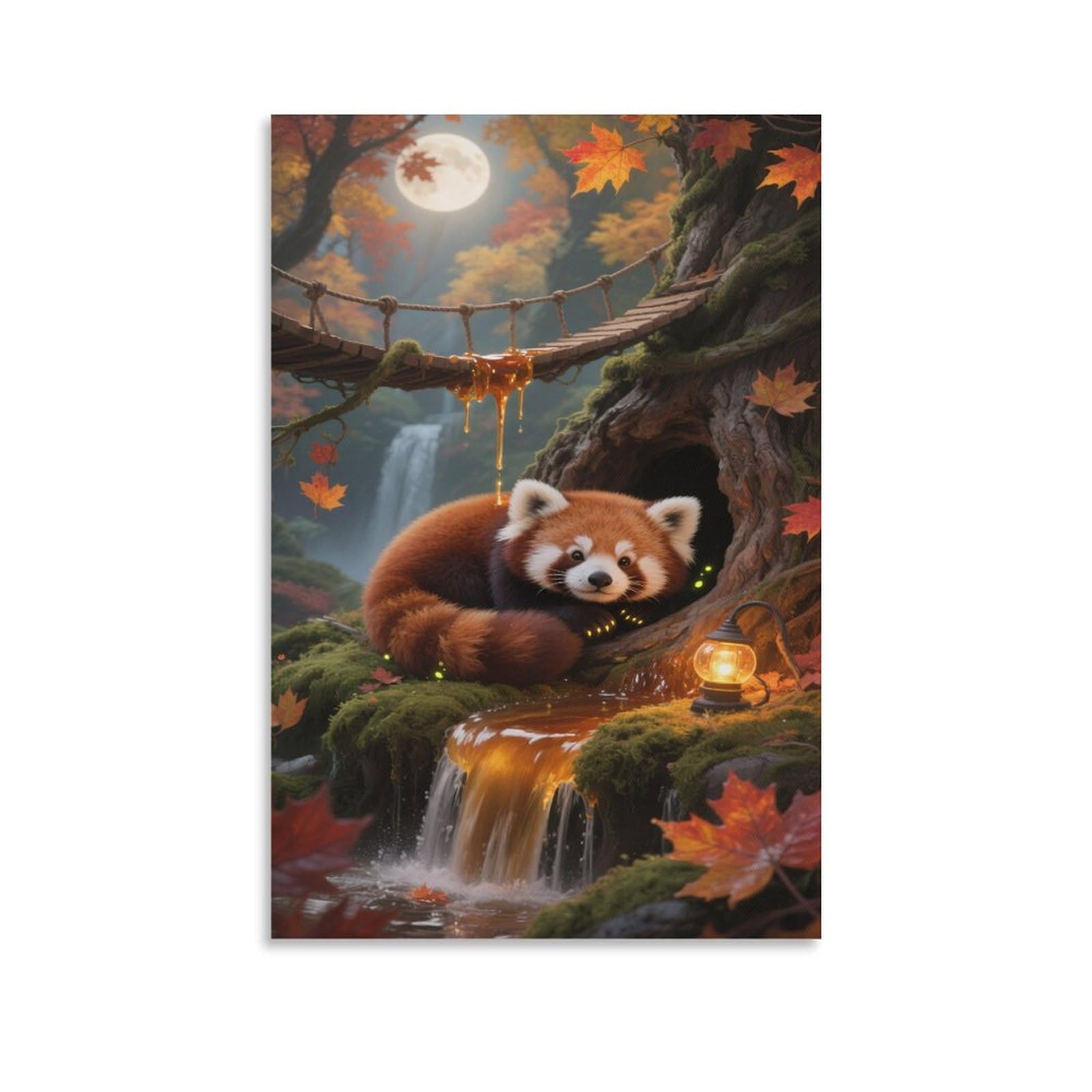 YYVKPMLXC Red Panda Picture Print Canvas Raccoon Giclee Artwork Modern Wall Decor Ready To Hang for Living Room Decoration 16x24inch(40x60cm)