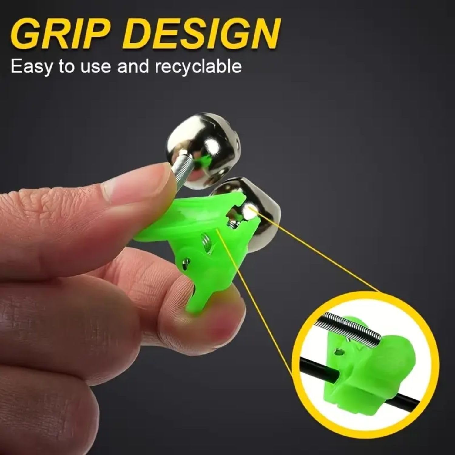 VAYINATO® 10 Pcs (16mm) Fishing Rod Bite Alarm Bell – Clip-On Double Bell Bite Indicator with Loud Sound | Universal Fit for Sea Rods & All Fishing Rods | Day & Night Use 1