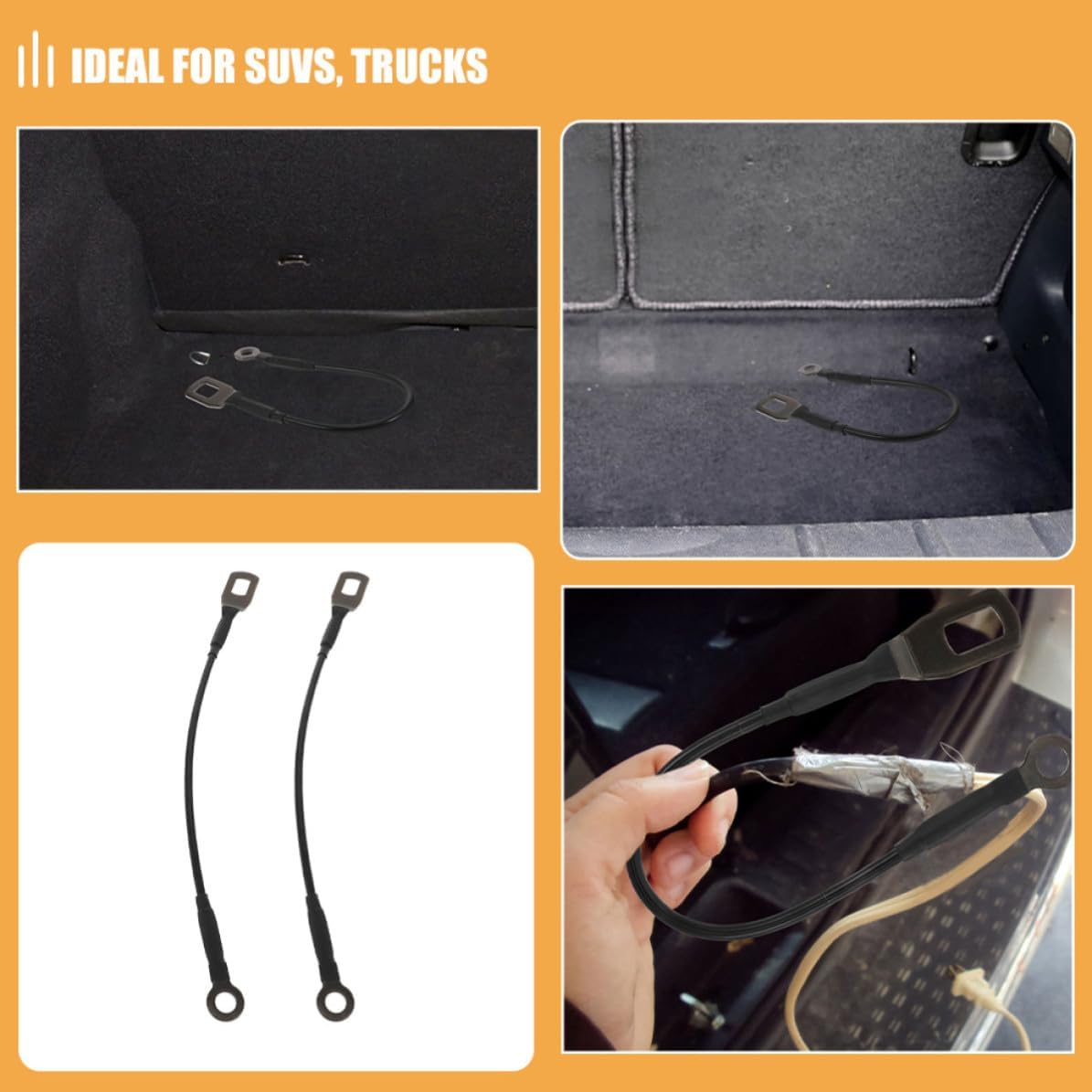 Tailgate Cable Replacement Kit High Durability Rubber and Steel 3pcs Rear Tailgate Support Straps with Precision Design for Pickup Trucks and Suvs