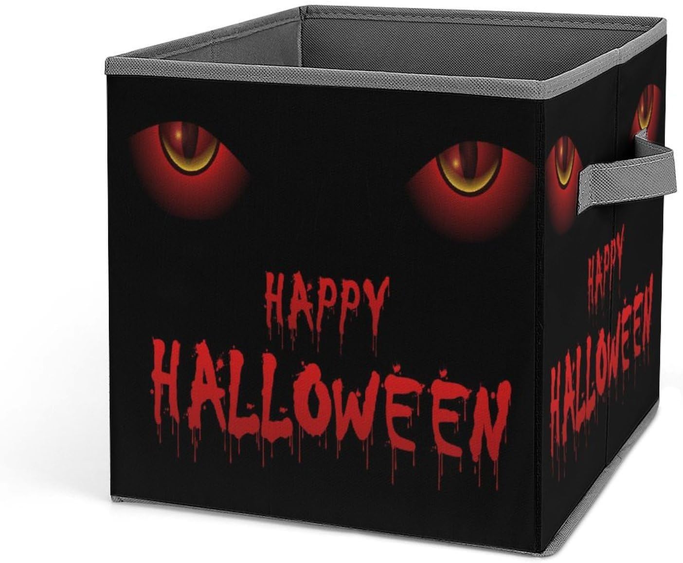 Red Eyes Dark Halloweens Print 10.6 Inch Foldable Storage Bins with Printed Design for Decorative Shelves and Closet
