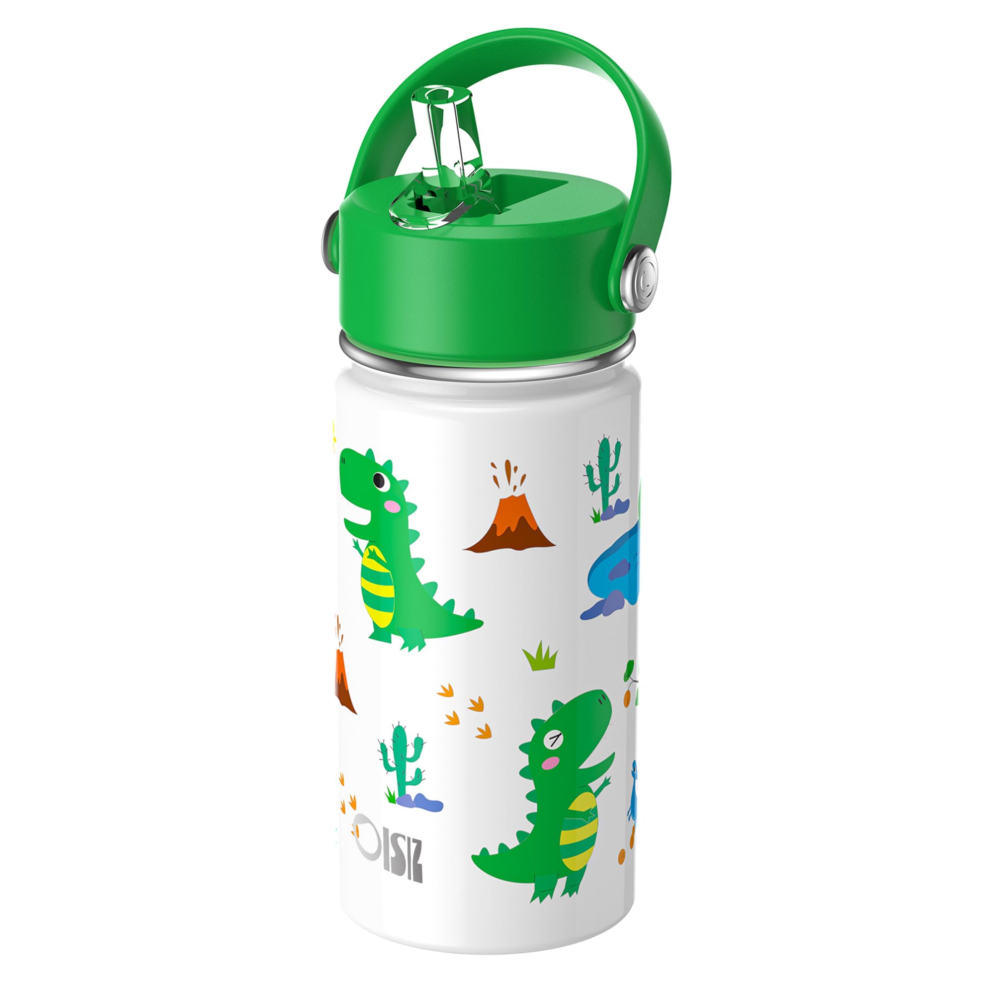 OISIZ 14oz Trinkflasche Kinder Edelstahl 420ml Trinkflasche für Kinder mit Trinkhalm thermosflasche kinder solierter wiederverwendbarer Edelstahlbecher Auslaufsichere Wasserflasche kalt halten 24hr