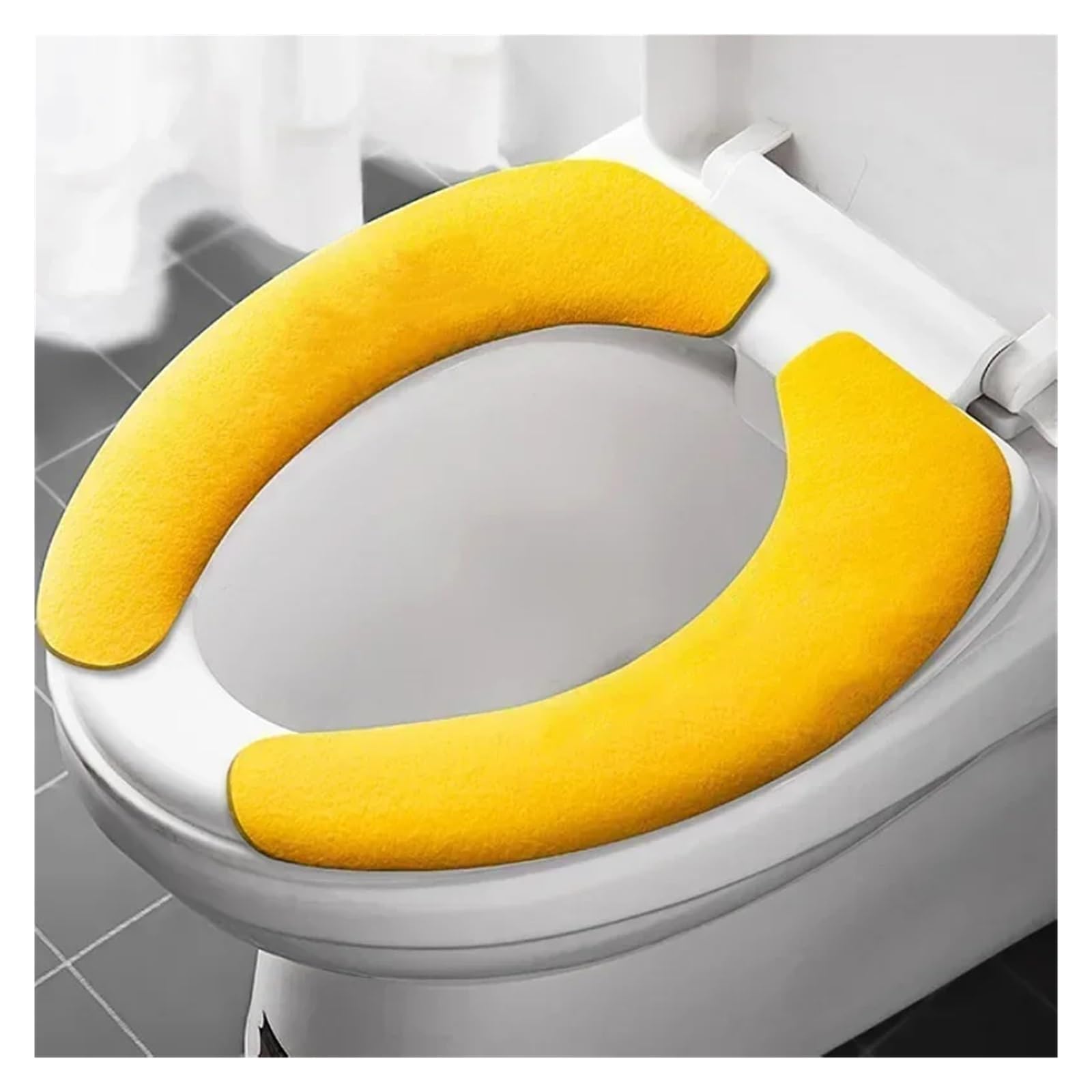 MZSKLW Padded Toilet Seat 2Pair Reusable Warm Flannel Toilet Sticker Seat Covers Washable Filling Bathroom Mat Cover Universal(Enlarge-yellow)
