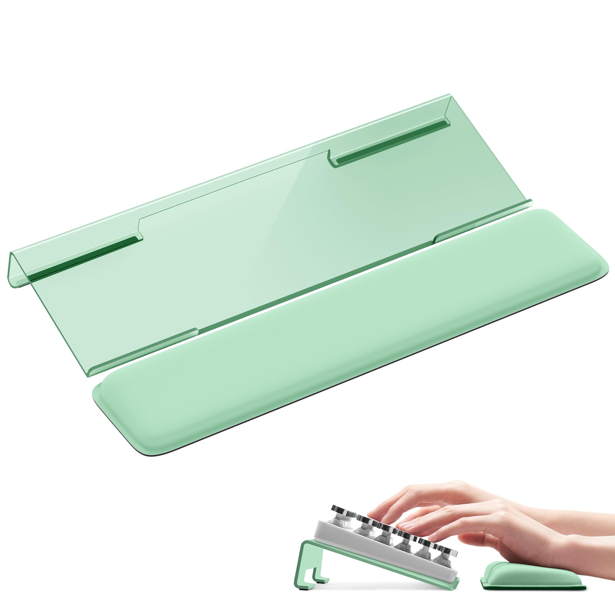 MOLMO Keyboard Stand & Wrist Rest Set, Memory Foam Support Green