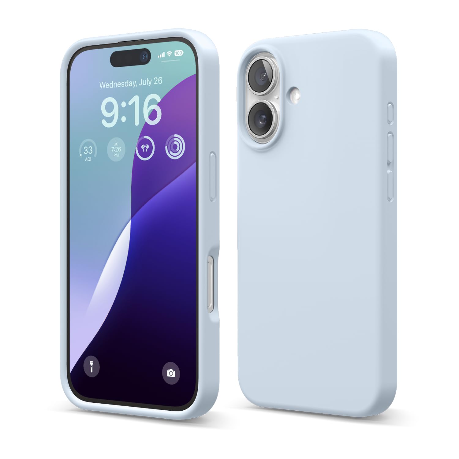 elago Liquid Silicone for iPhone 16 case cover Full Body Protection, Shockproof, Slim, Anti-Scratch Soft Microfiber Lining - Light Blue