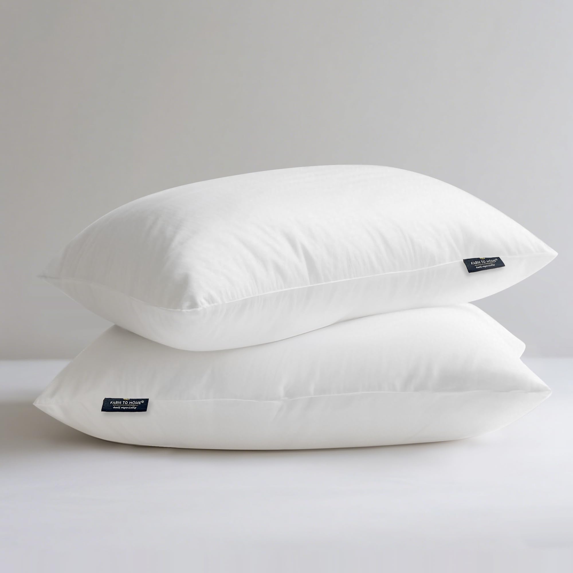 100% Organic Cotton Cover Pillows Queen/Standard Size Set of 2, Down Alternative Hotel Quality Soft Bed Pillow for Back & Side Sleepers, Machine Washable, 20"x28", White
