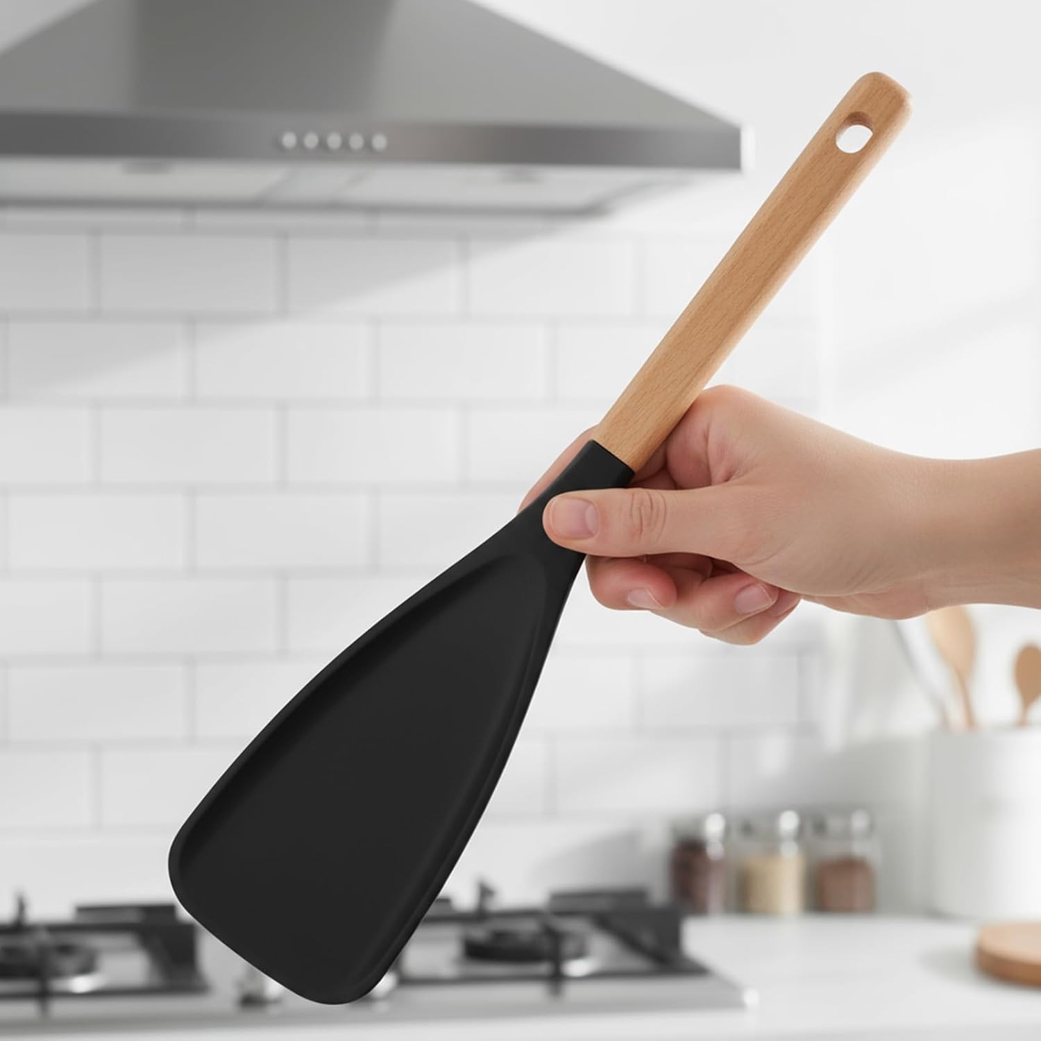 Lab Spoons Set, 2Pcs Multifunctional Silicone Shovel With Wood, Cedars And Ashs Wood Multi-functional Spatulas, Kitchen