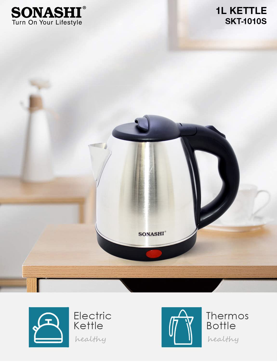 Sonashi Electric Kettle Litre Skt 1010s Used For Boiling