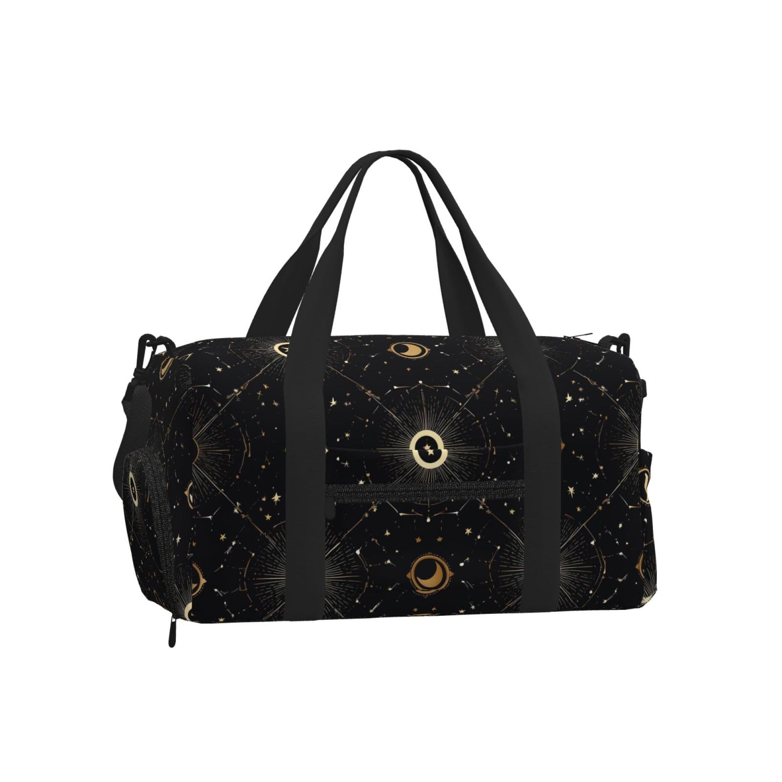 Mexpekil Geometric Stars Moon Gym Bag with Shoe Compartment Waterproof Duffel Bag Large Overnight Weekend Bags Travel Holdall for Women Men Teens