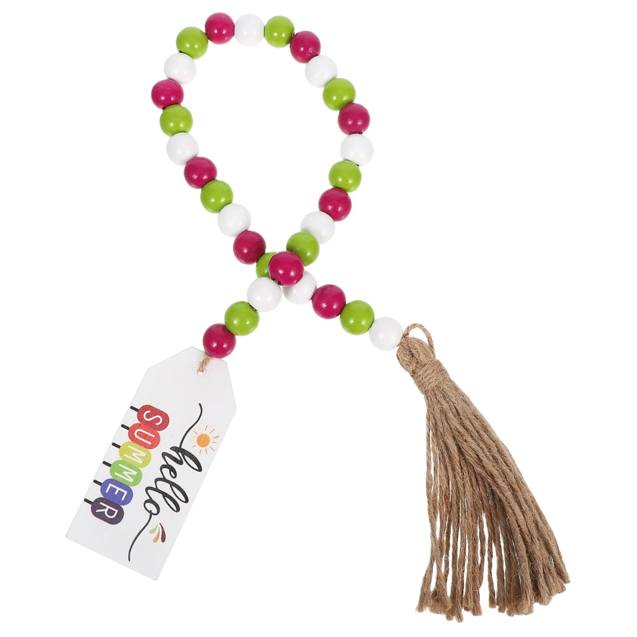 Wood Beaded Garland with Tassels Summer Rustic Bead Garland Decor for Tiered Tray Home Party Decoration