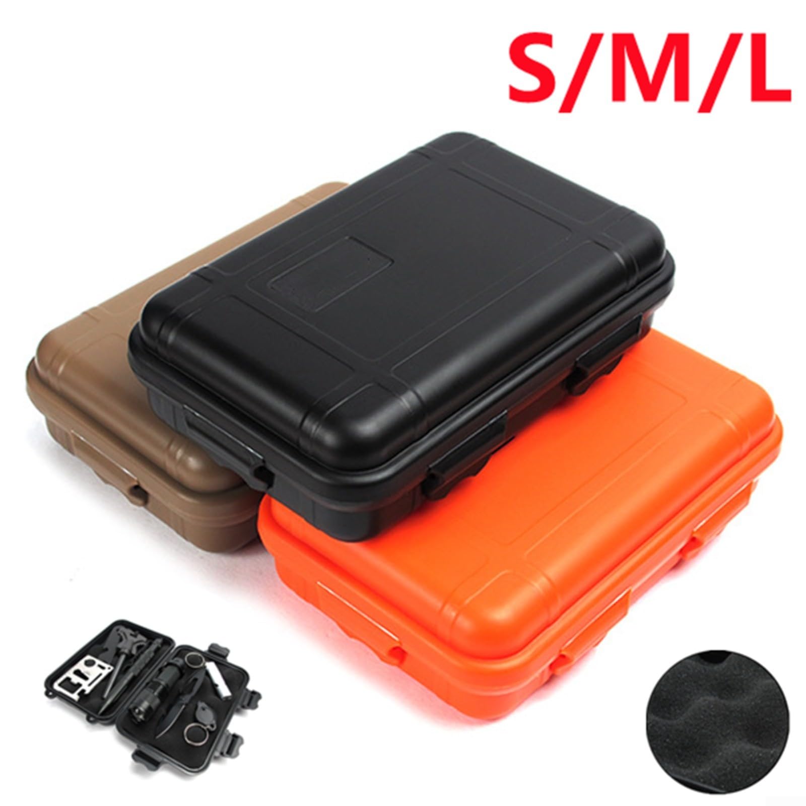 Caja de almacenamiento impermeable flotante contenedor de suministro, equipo de camping, almacenamiento para senderismo, pesca, barco, aventura, Negro (L)