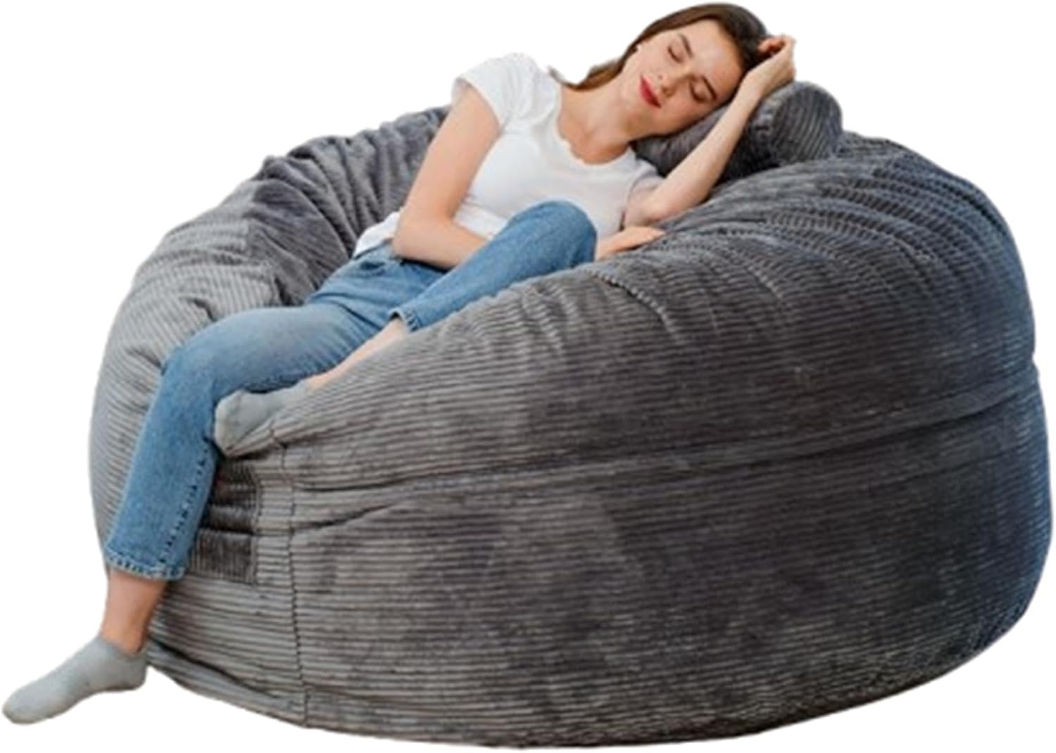 LOKORI Bean Bag Chair Cover for Adults, Comfy Lazy Sofa