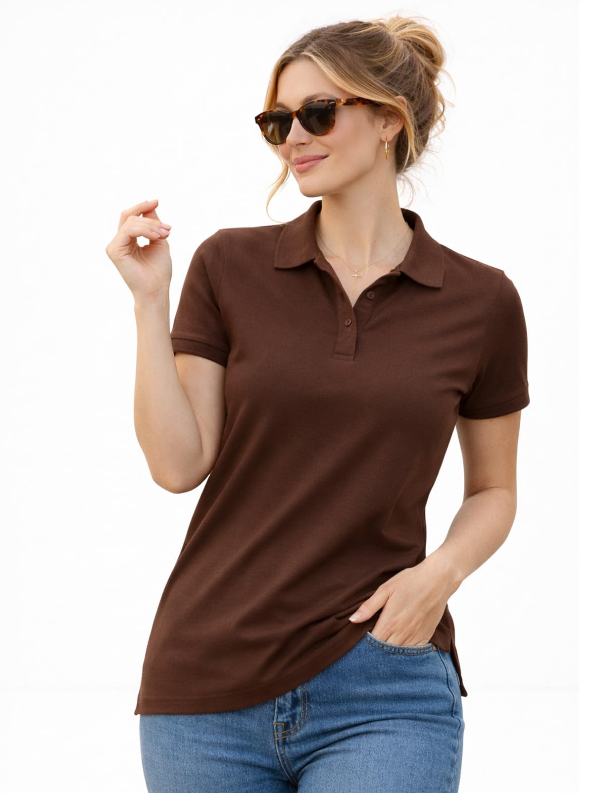 juneberry Women’s Cotton Lycra Polo T- Shirt, Short Sleeve Casual Top, Soft, Lightweight, Stretchable & Stylish, Versatile Everyday Wear, Sizes S–2XL-picture-24