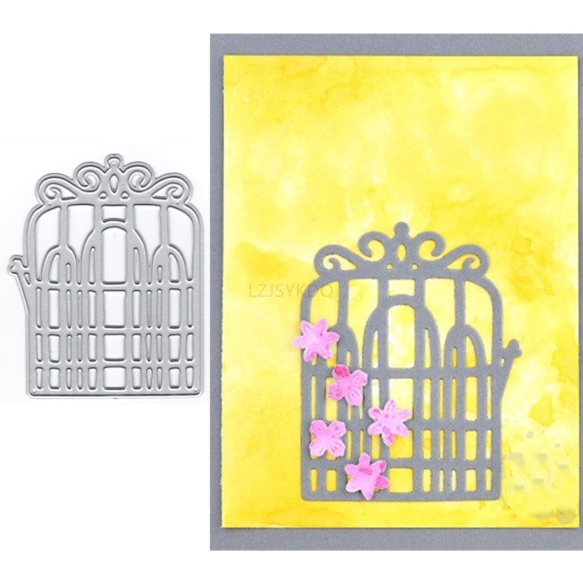 Birdcage Die Cuts for Card Making, Chicken Cage Metal Cutting Dies for Paper Scrapbooking, DIY Stencils for Album Party Wedding Festivals Decoration, KDQ1412 — image 1