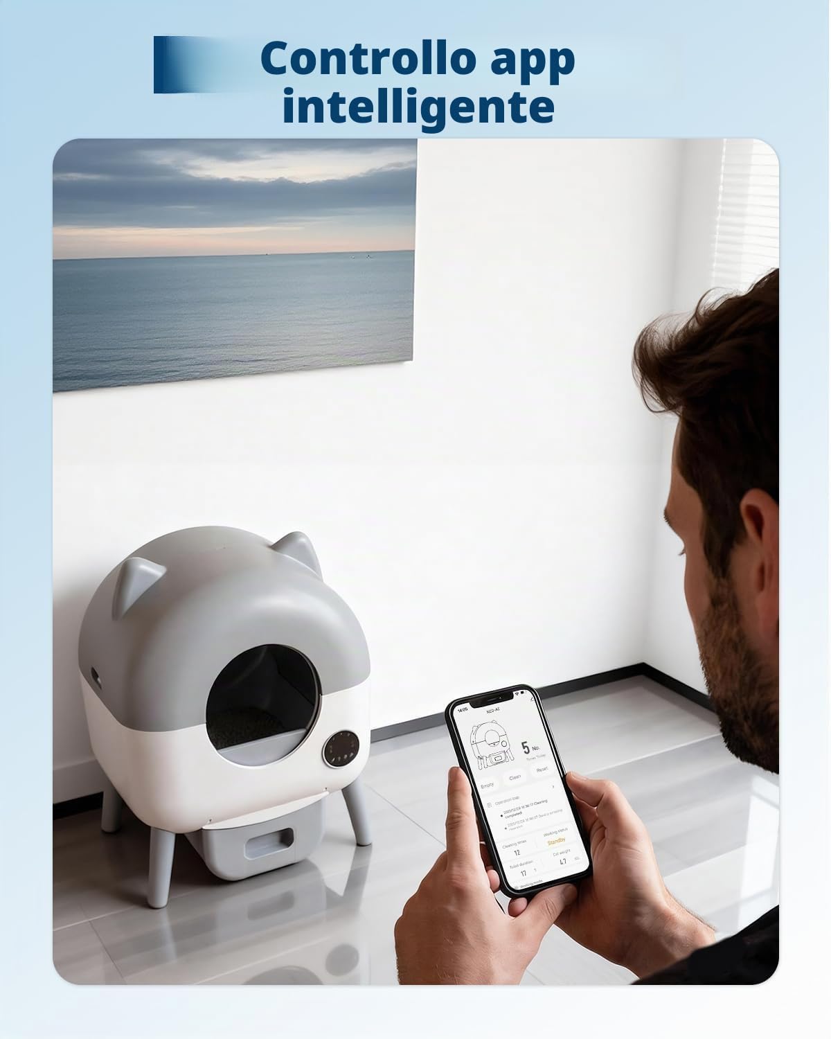 Lettiera Gatto Autopulente Con APP, Lettiera Automatica Per Gatti, Capacità Massima 79 L, Lettiera Con Triplo Sensore Di Sicurezza, Ampio Spazio,Adatta a Famiglie Con Più Gatti