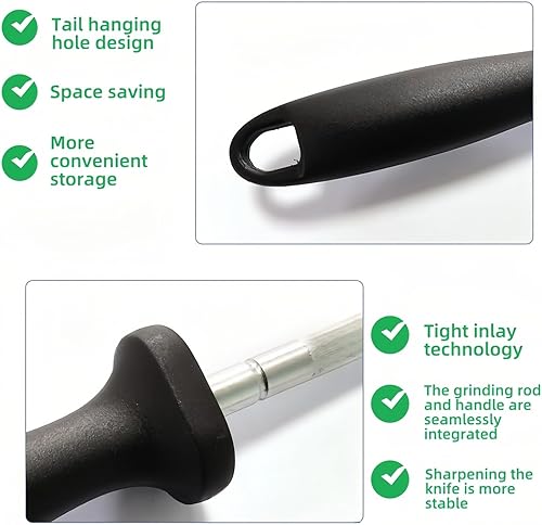 Miniatura 8 de Varilla de acero profesional para afilar cuchillos de 13 pulgadas, varilla magnética de alto carbono para cuchillos de chef de cocina, agarre