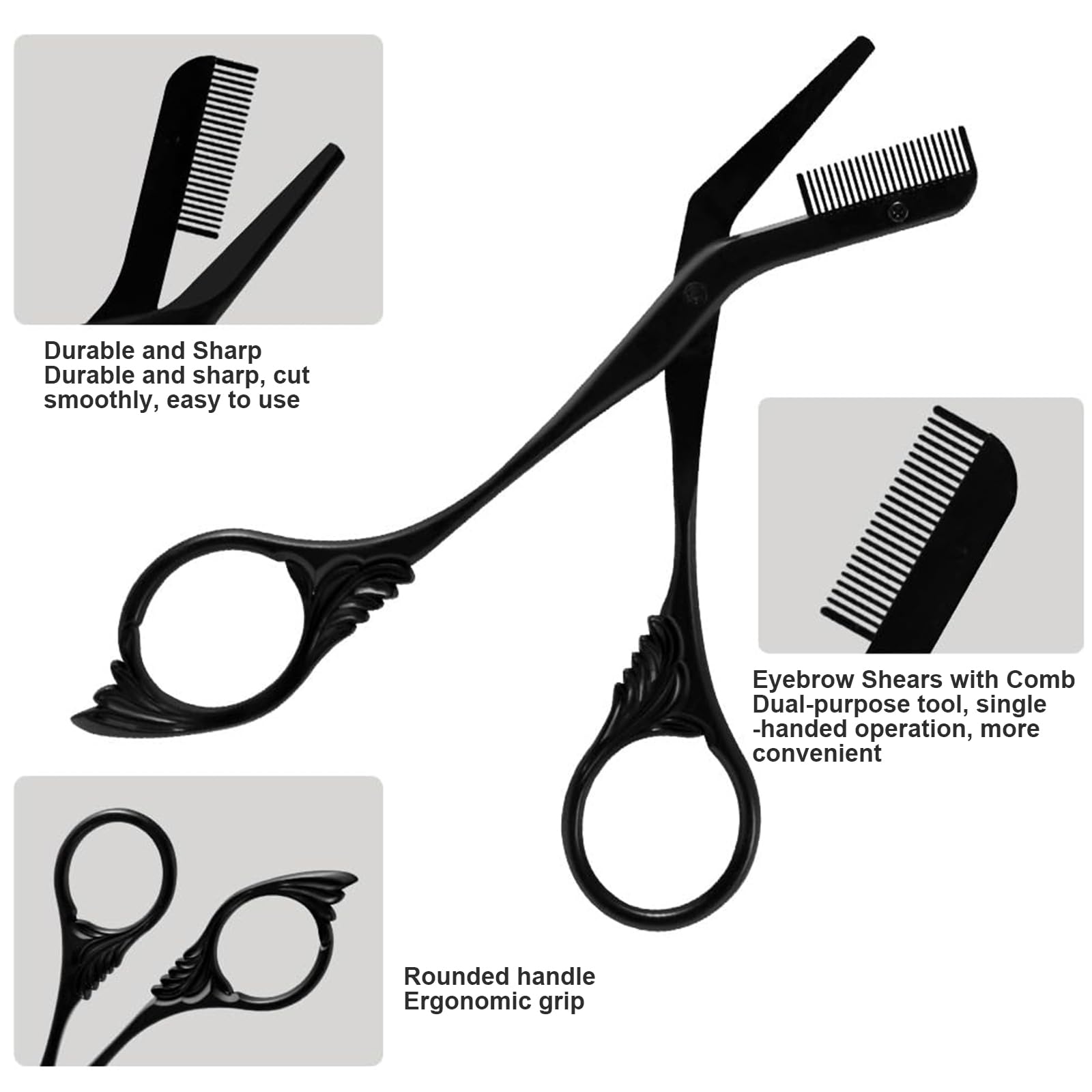 Strumenti di Bellezza 2-in-1, Taglia Sopracciglia con Pettine, Lama Acciaio Polvere 14.5cm, Per Dermaplaning Viso