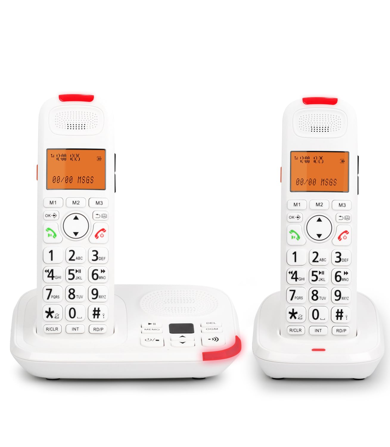 Sangyn 2 Handset Amplified Cordless Senior Phone with Digital Answering Machine, Duplex Handset Speakerphone, Audio Assist, Big Buttons & Large Display for Home House Office