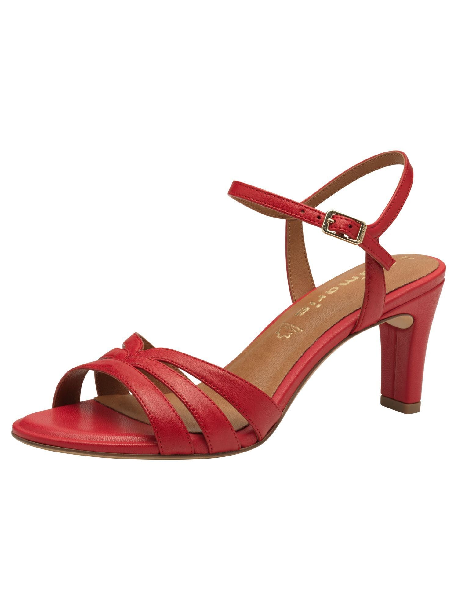 Tamaris Women's Stiletto Heel Sandals, Red Leather, 6.5 UK