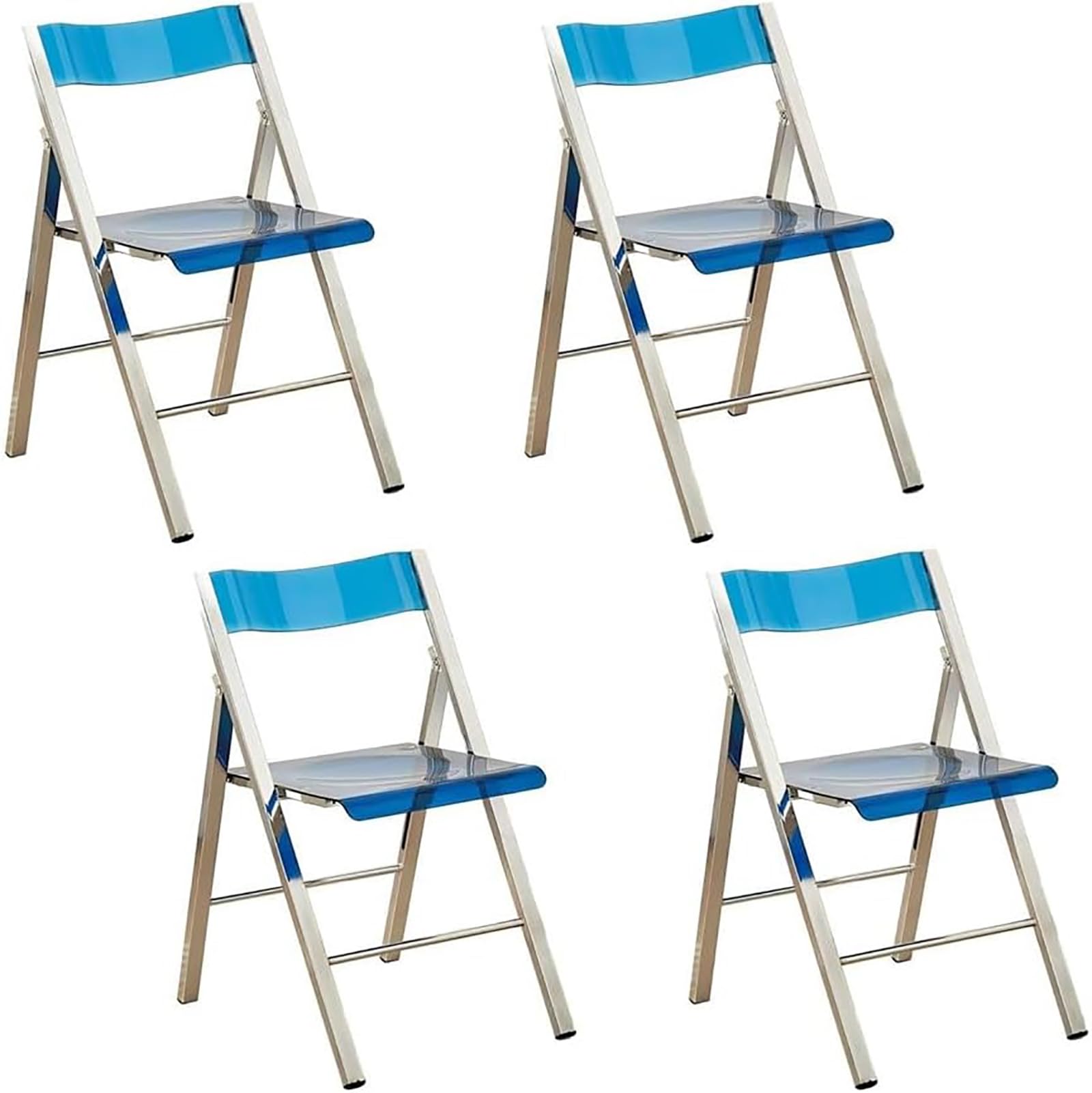 Chaise pliante en acrylique cristal bleu pour sublimer votre salle à manger et terrasse