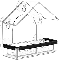 Vista 1 de Comedero de pájaros para ventana transparente con 5 ventosas extra fuertes, comederos de acrílico resistentes y duraderos DY-SKTY para ver pájaros
