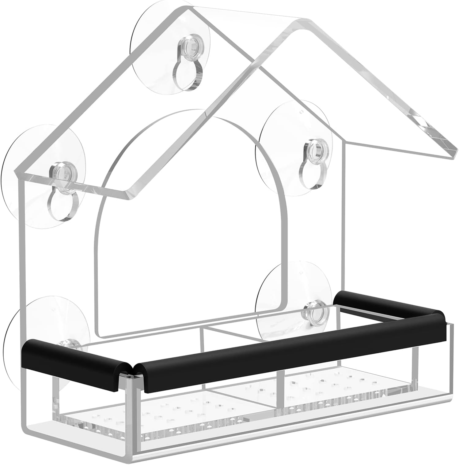 Clear Window Bird Feeder with 5 Suction Cups, Sturdy Acrylic, Woodpecker, Window Mount, Bird Feeder