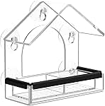 Clear Window Bird Feeder with 5 Extra Strong Suction Cups, DY-SKTY Sturdy and Durable Acrylic Birdfeeders for Viewing Wild Birds Outside, as a Bird Watching Gift, Outdoor Birdhouse Box, Garden Decor