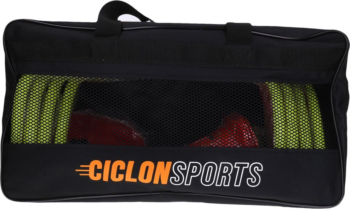 Ciclón Sports Training Pack XL | Borsa sportiva con scaletta 4 metri | 4 ostacoli | 4 pedine | Set di 20 cappelli evidenziatori, cappelli da allenamento | Libro con esercizi