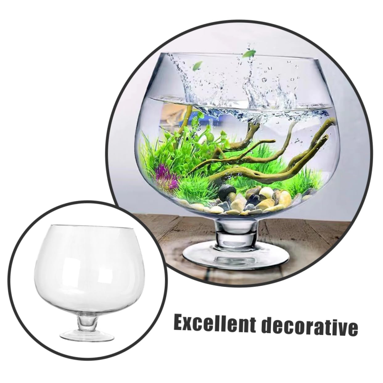 Ultechnovo Acquario Da Tavolo Trasparente in Vetro 8.27In Boccia Per Pesci Rossi Decorazione Casa Ufficio Giardino